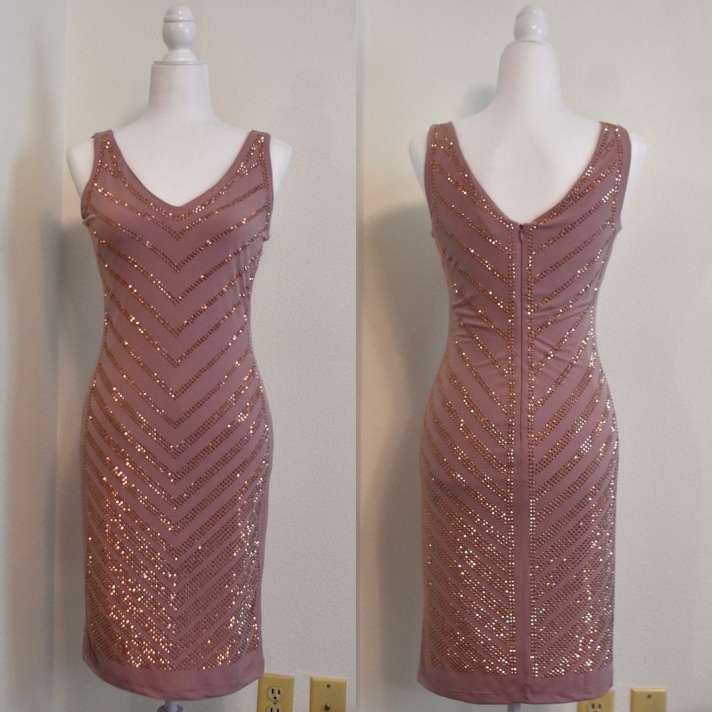 CARMEN MARC VALVO Pink Cocktail Dress Size S